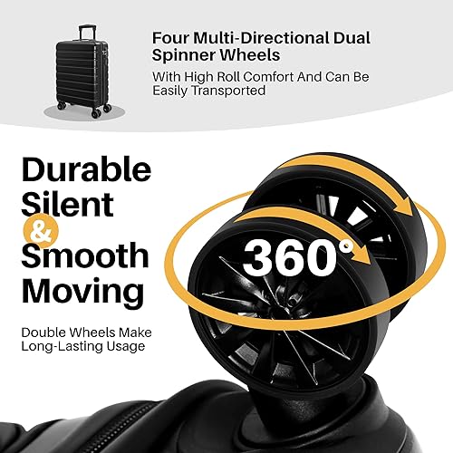 Vista 4 de AnyZip Equipaje de mano de 21" Hardside PC ABS ligero USB maleta con ruedas TSA Lock
