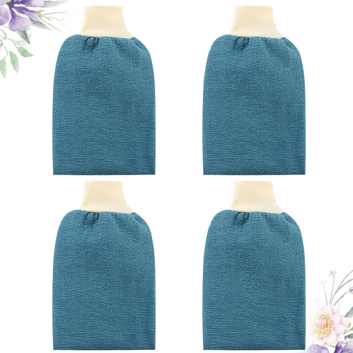 Cabilock 4pcs Double-sided Bathing Gloves Exfoliating Shower Cloth Thickened and Lightweight Body Scrub Towels for Gentle Skin Cleansing at Home or Travel Random Random Color