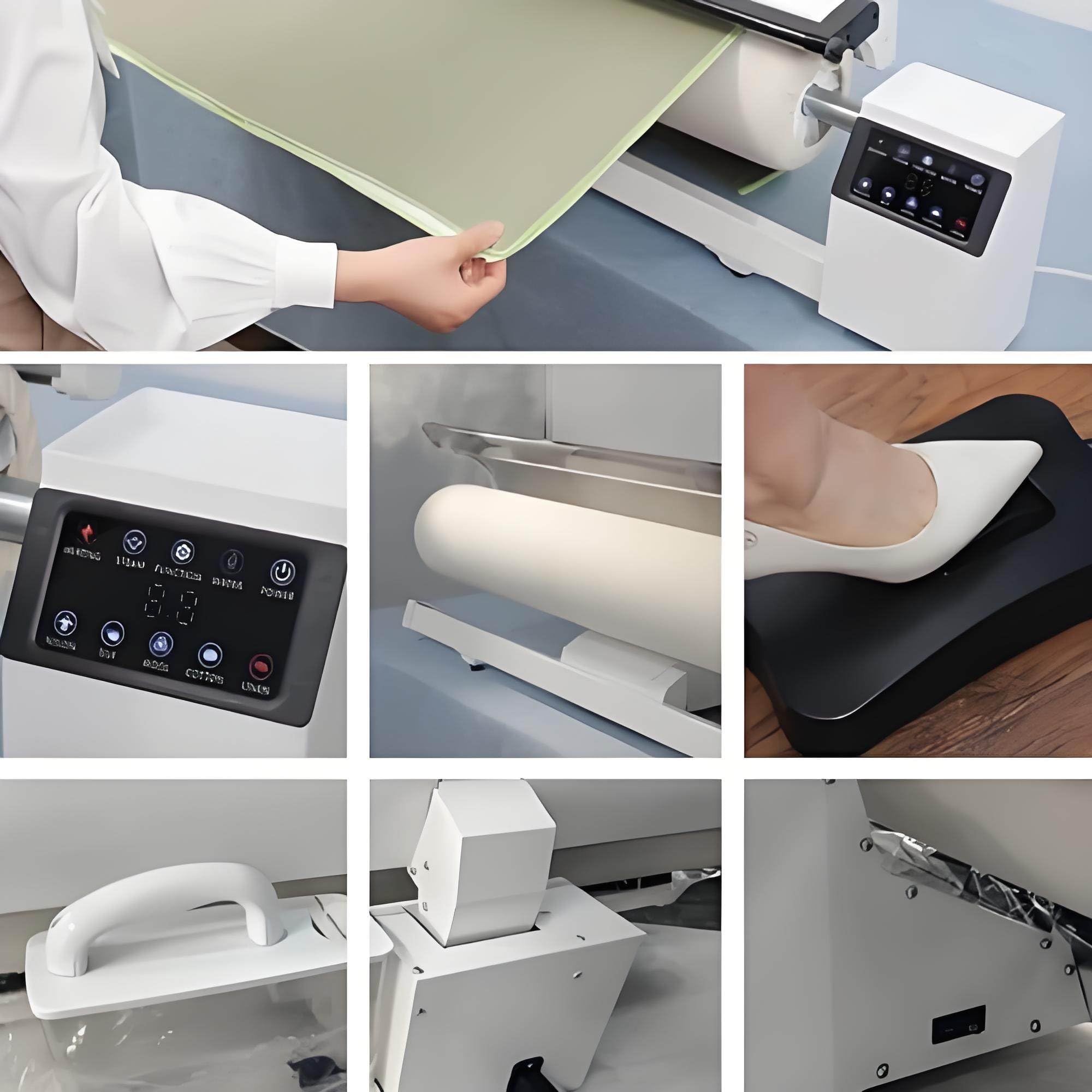 Presse à vapeur rotative commerciale pour repassage continu des draps de lit et textiles plats
