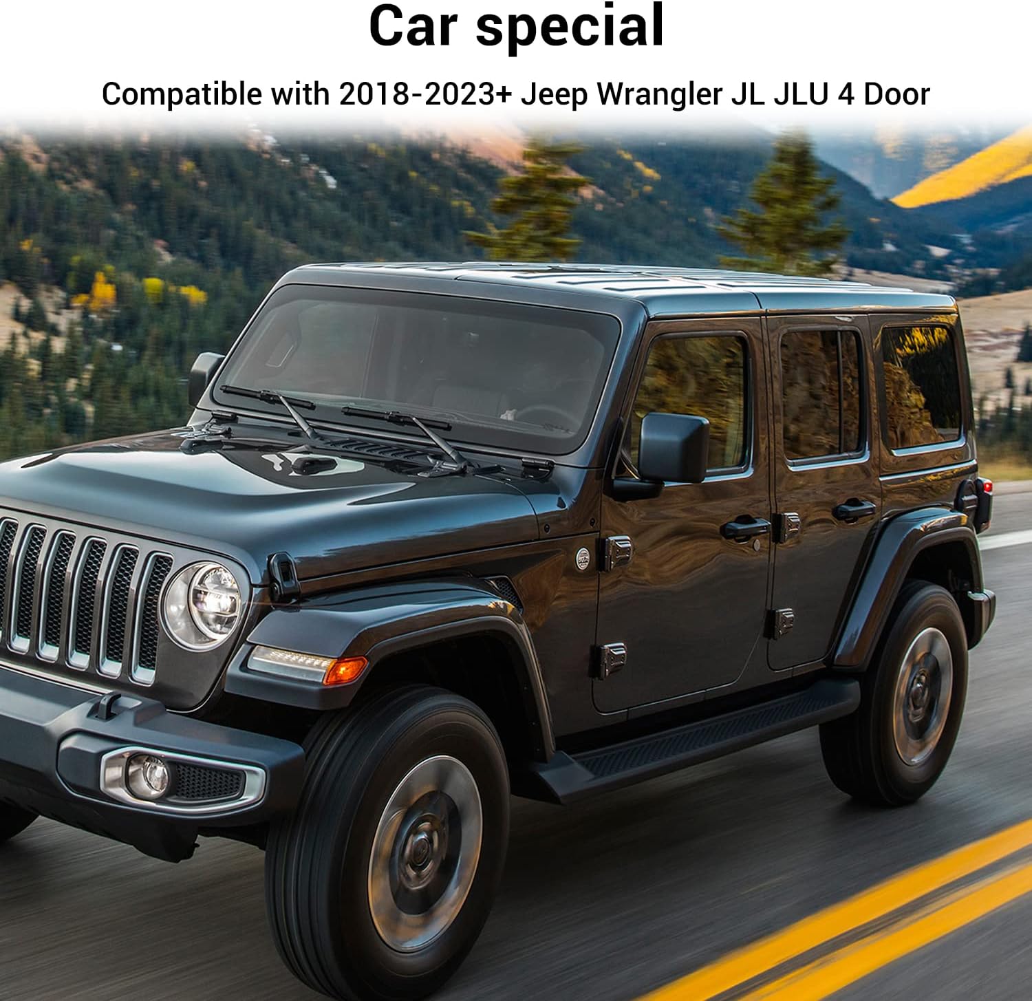 JWWY Windshield Sunshade Window Sun Shade Sun Visor Shade Panel Fit for2018-2024+Jeep Wrangler JL JLU Accessories 4Door Foldable Sun Shield Upgrade Reflective Polyester Cover Block Heat Block UV Rays