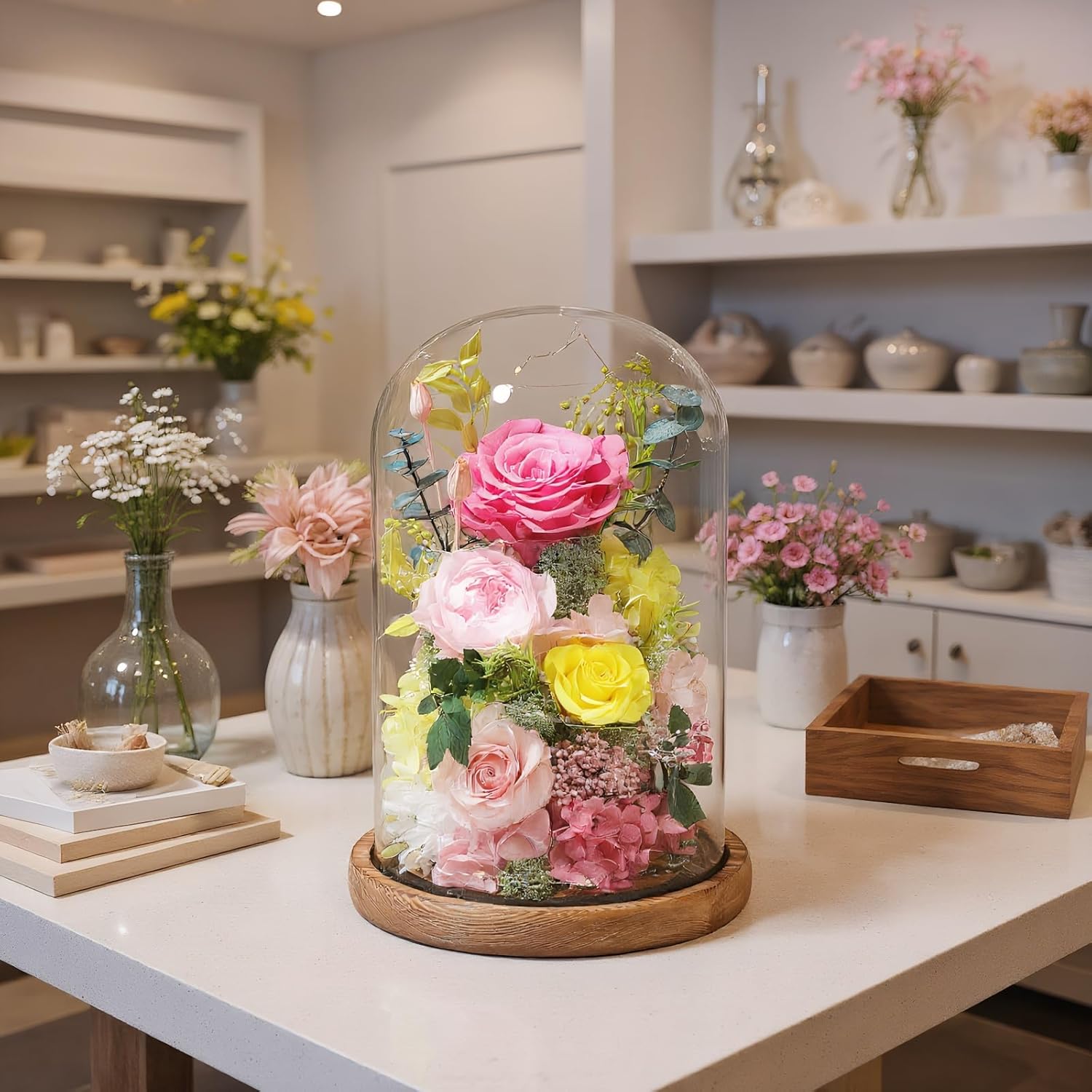 Flowers for Delivery Preserved Flowers Rose in Glass Dome,Pink Rose Forever Flowers Birthday Gifts for Women Mom Grandma Friend for Her,Home Decor - Image 8