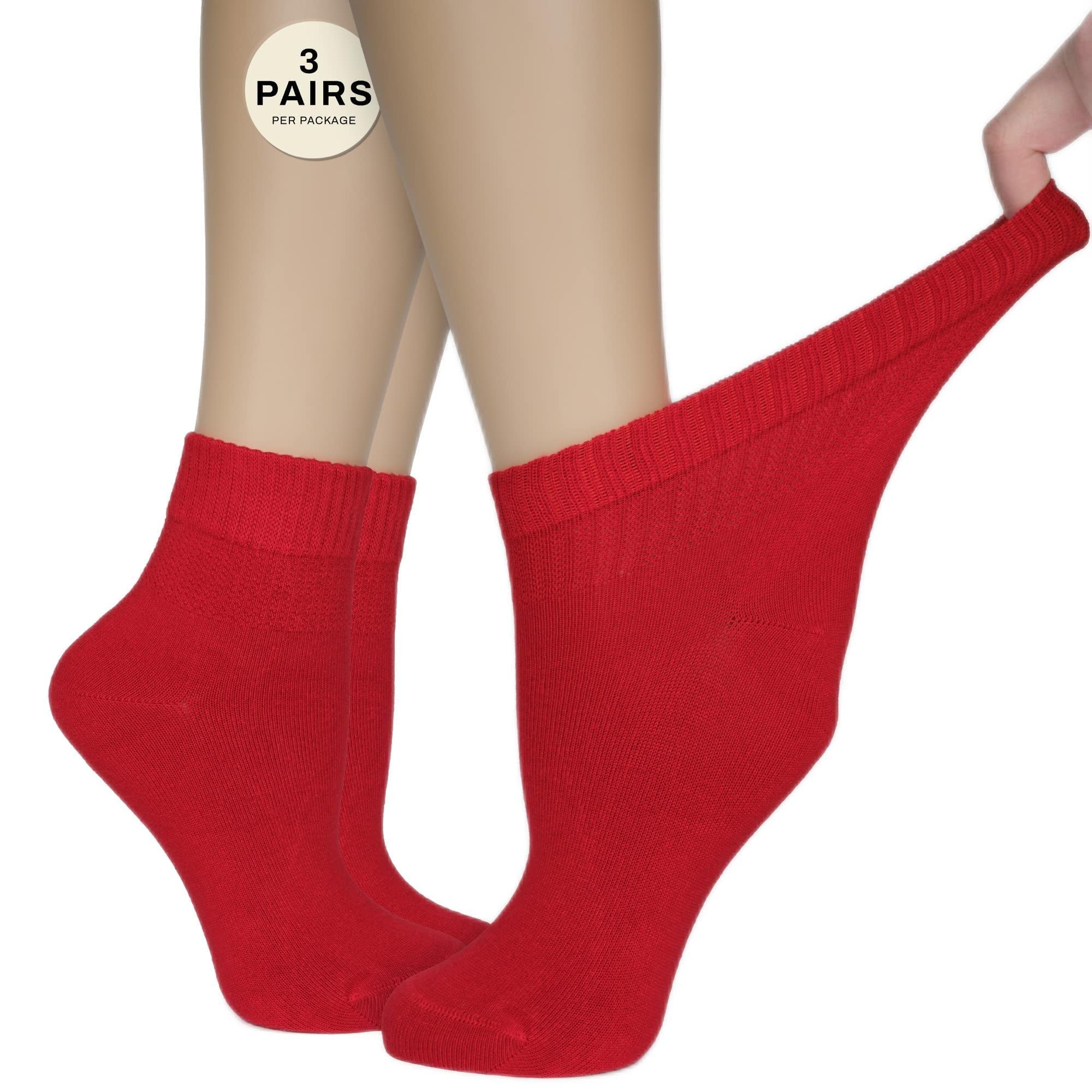 Hugh Ugoli Damen Diabetiker Knöchel Socken, Superweiche & Atmungsaktive Bambussocken, Breit & Locker für Geschwollene Knöchel, Nicht bindende Oberseite & Nahtlos Zehe, Schuhgröße 36-39/40-43 [3 Paar]