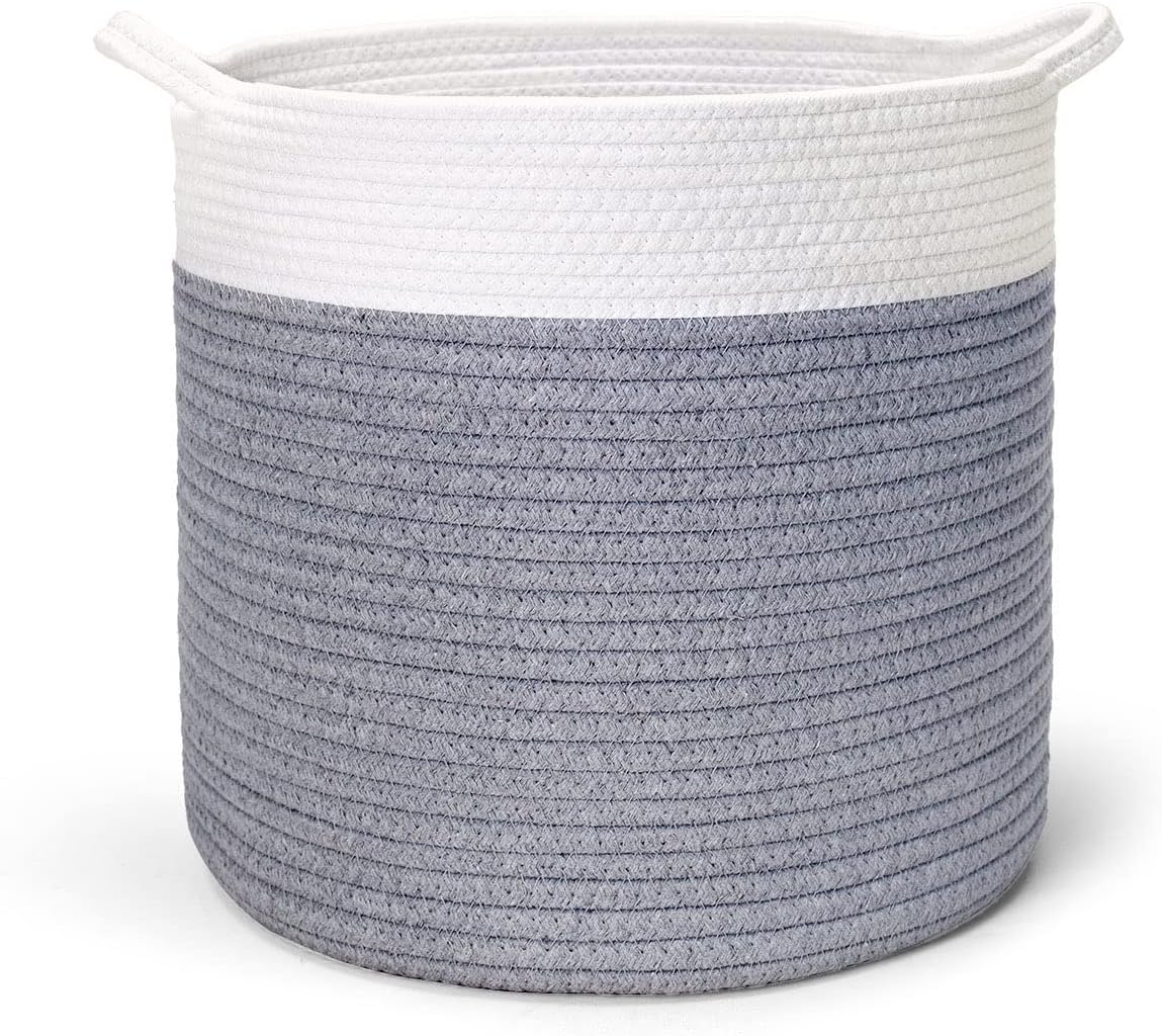 Wintao Cotton Rope Laundry Basket, Woven Storage Basket Toy Storage