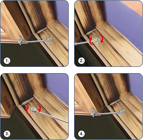 Miniatura 10 de Waziaqoc Pestillo de gancho y ojo de 4 pulgadas (5 unidades), cerradura de puerta de granero de hierro resistente para puerta corrediza, puerta de