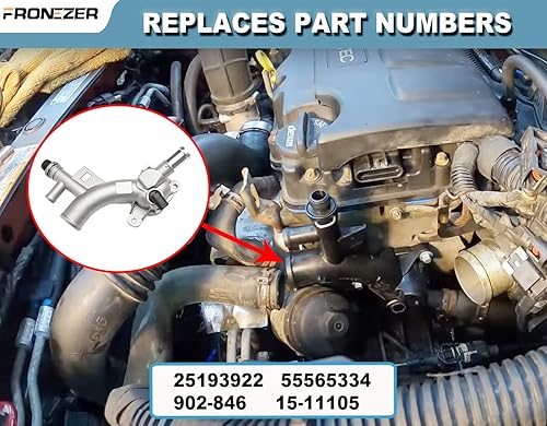 Miniatura 9 de Kit de salida de agua de carcasa de termostato de refrigerante de motor de aluminio con manguera de entrada de depósito de refrigerante compatible