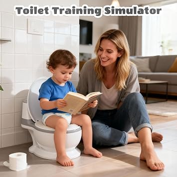 Potty Training Toddler Toilet Seat, Baby Potty for Boys Girls, Toddlers Pottie Realistic Toilet Pottys Chair Potties with Splash Guard Anti-Slip Base Removable Bowl for 1-6 Year Old Childrens