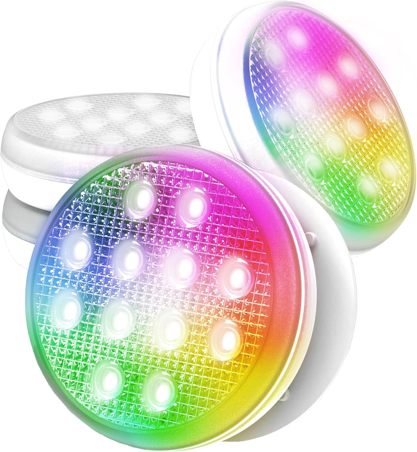 VeoeV Rechargeable Pool Lights with Remote, LED Lights for Pumpkin, Wireless Waterproof Color Changing, Cordless Submersible Light for Halloween, Boat, Pumpkin, Pool, -4 Pack