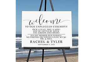 Rustic Inspired, Boho Inspired: White 18" X 24" Wedding Unplugged Ceremony Sign