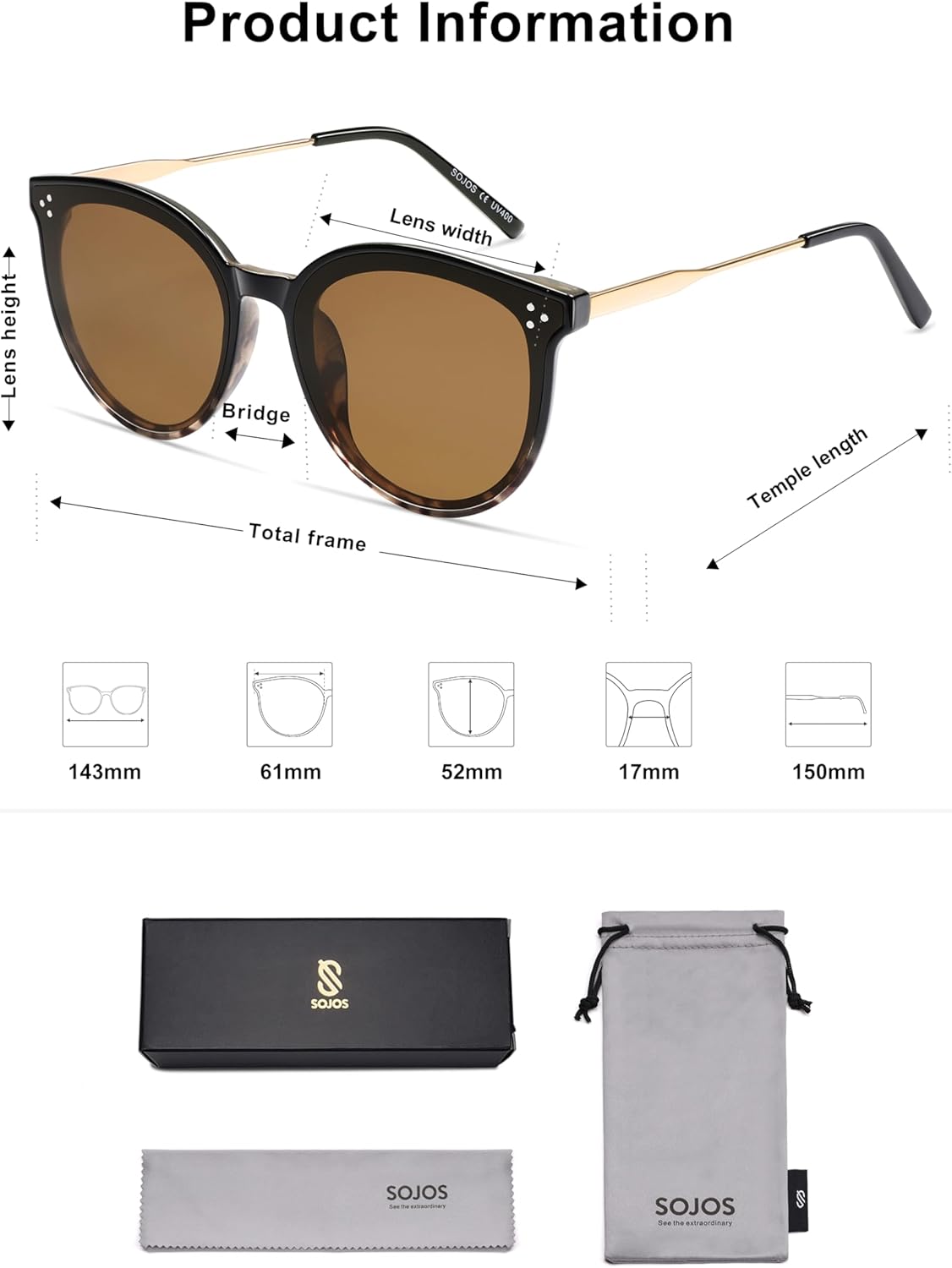 SOJOS Classic Trendy Round Sunglasses Womens Mens Oversized Large Shades UV400 Vacation Sunnies SJ2068 - Image 5