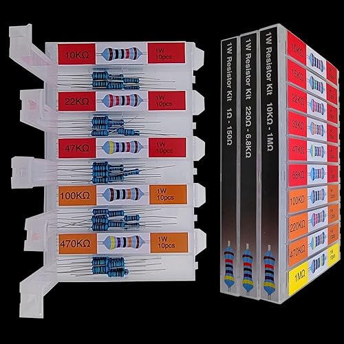 Miniatura 5 de EEEEE 1W 30 Valores 300pcs Compartimiento Individual 1 Ohm-1M Ohm con 1% Resistencia de Película de Metal Kit Surtido y Eléctrica Industrial Surtido