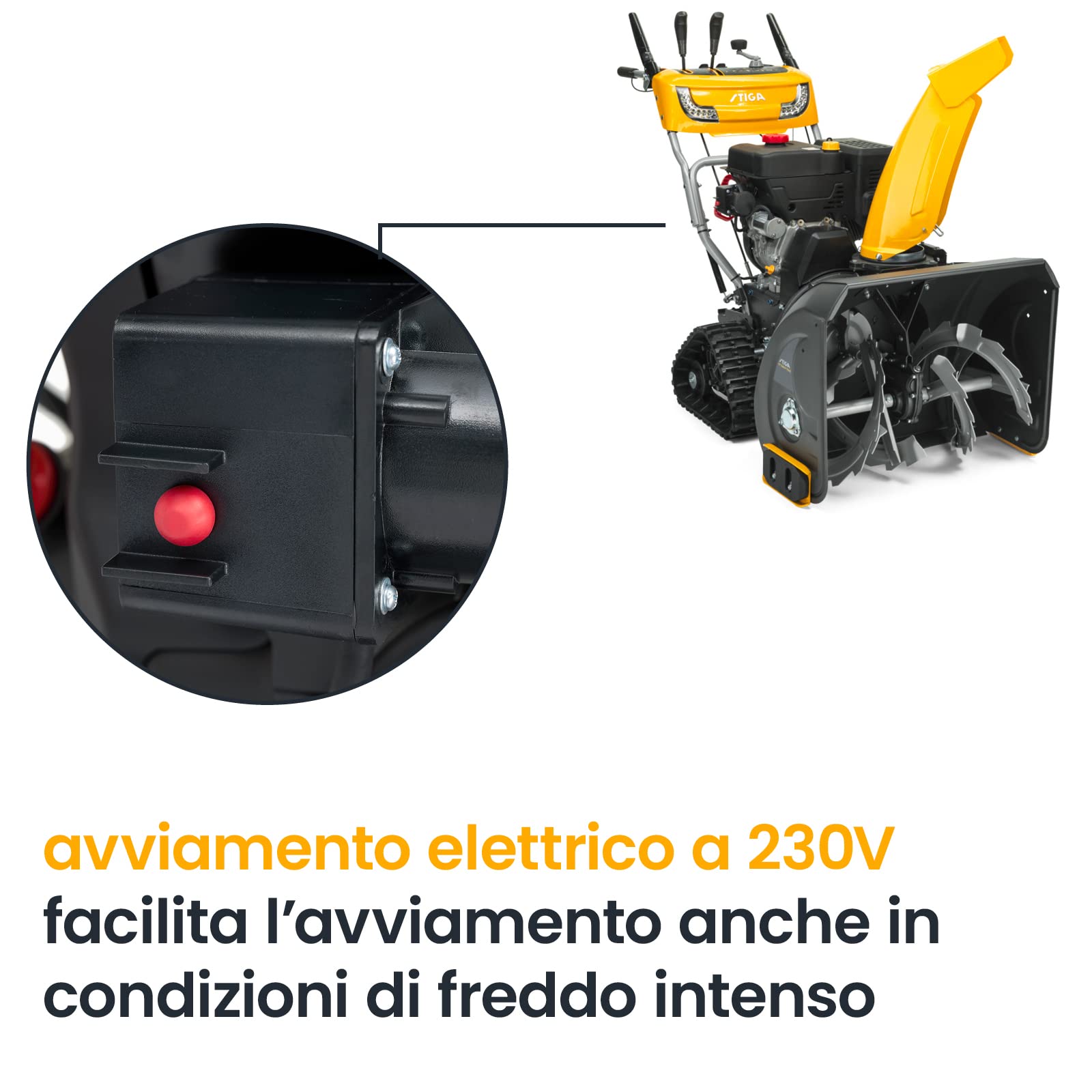 STIGA Spazzaneve ST 5266 P TRAC a due stadi - motore a scoppio da 302 cc, ampiezza di lavoro di 66 cm, trazione cingolata, impugnatura riscaldata, luce a LED