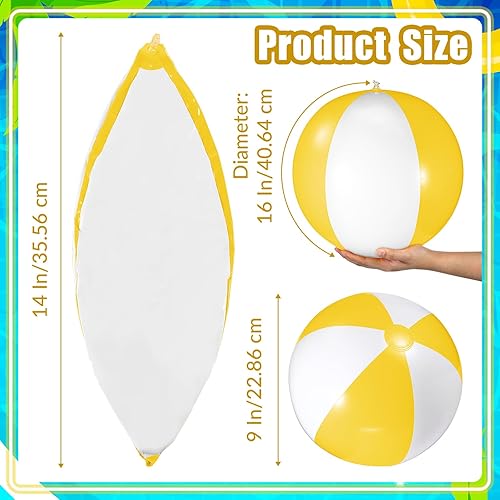 Miniatura 2 de 12 bolas inflables de PVC de 16 pulgadas, bolas inflables de piscina para piscina, verano, temática hawaiana tropical, recuerdos de fiesta