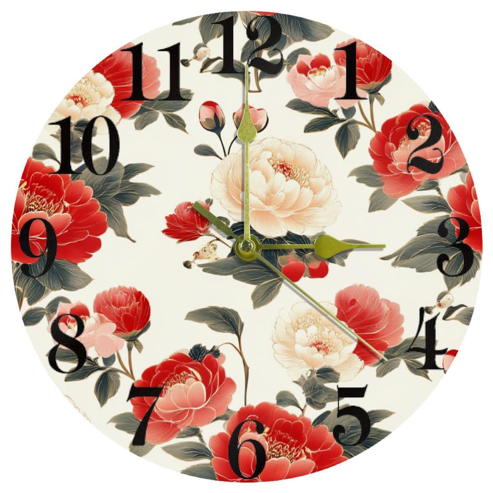 Horloge murale pivoine décorative pour embellir la cuisine et le salon