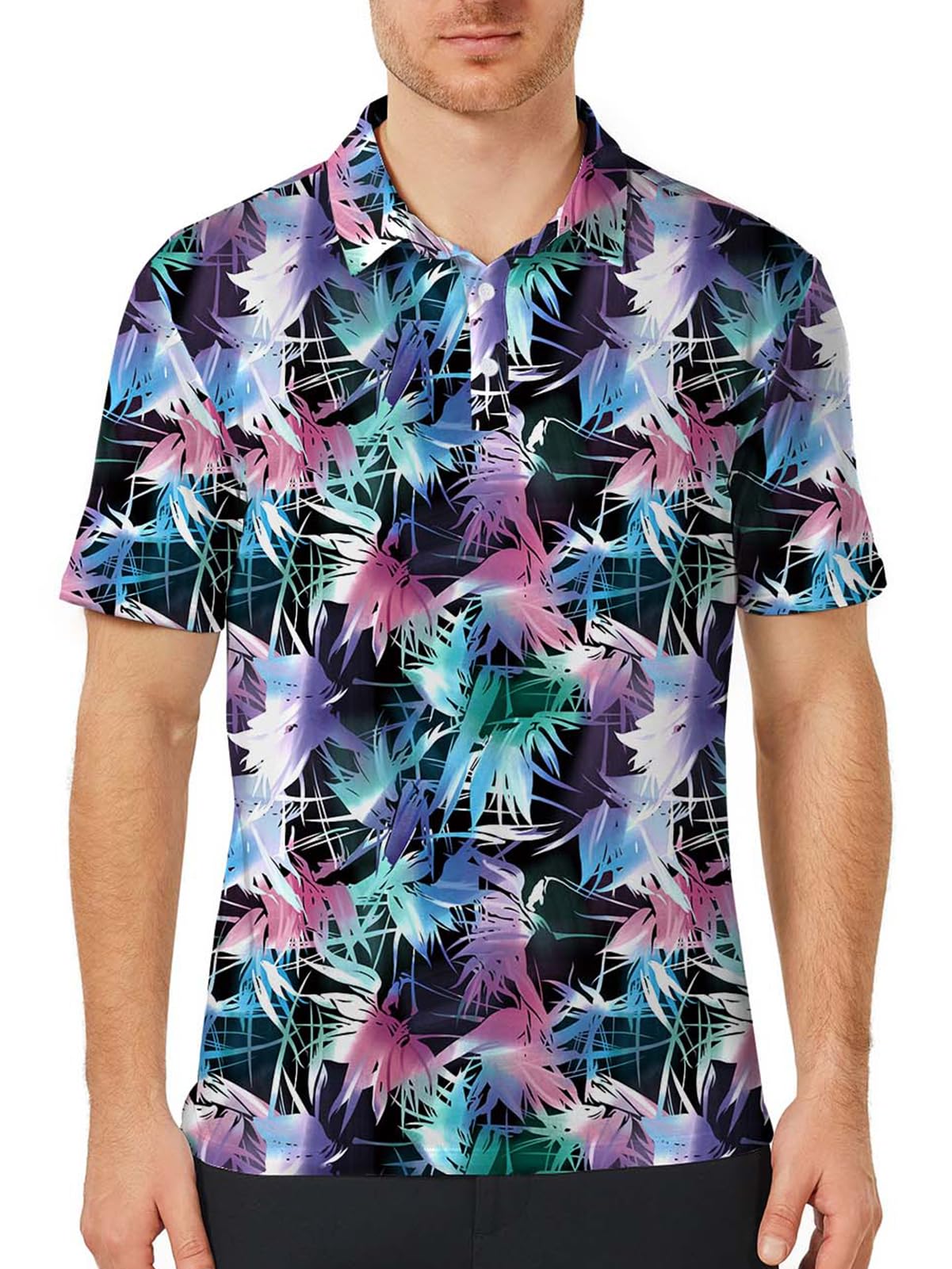 GLUDEAR Men’s Camouflage Skull Print Hawaiian Shirt – Short Sleeve Button Down, Regular Fit, Lightweight Polyester 4 thumbnail image