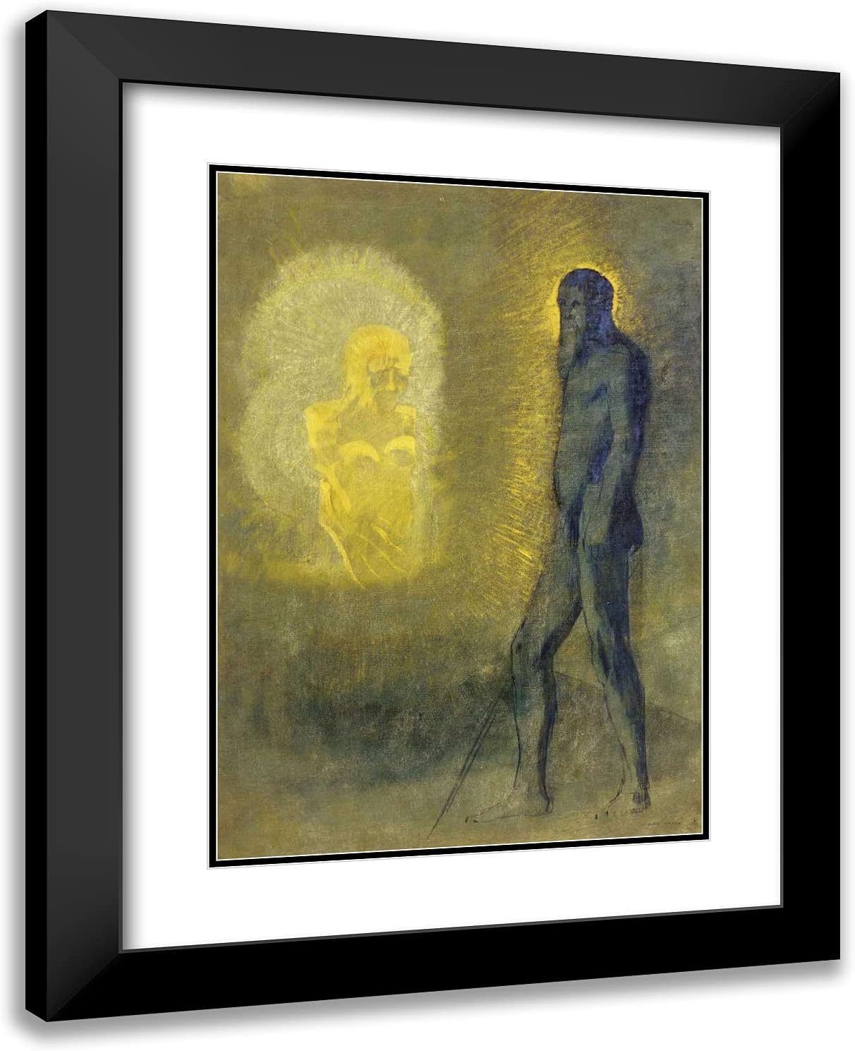 ArtDirect Redon, Odilon 19x24 Gold Ornate Framed Art Print with Double Matting Titled: Apparition l