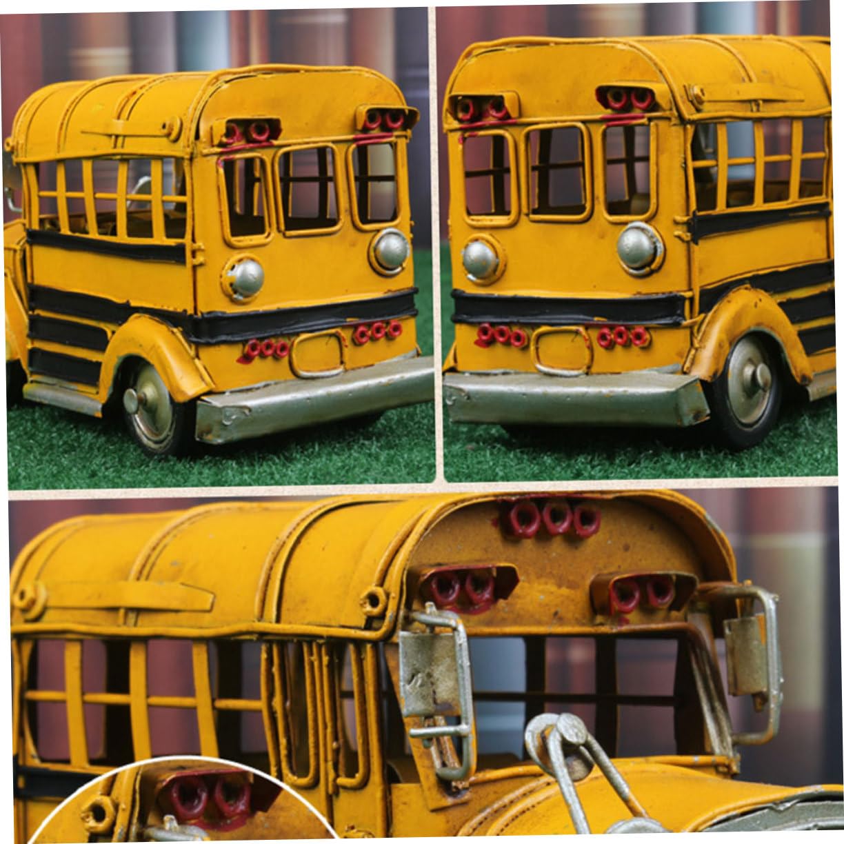 ERINGOGO Eisenwagenmodell als Dekoratives Sammlerstück Vintage mit Detaillierter Verarbeitung Klassisches Retro Automodell und Gelb Farbton für Zuhause und Büro