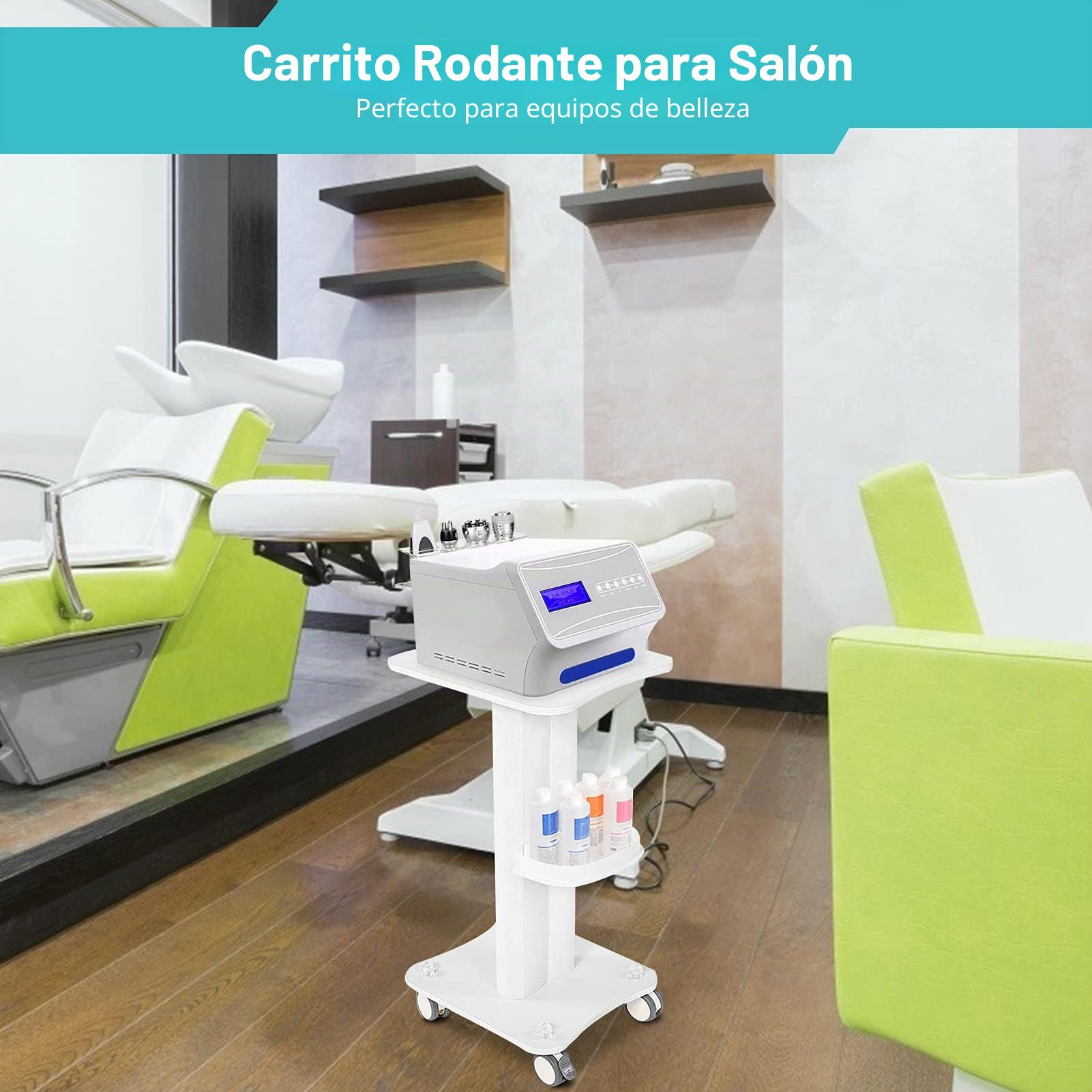 Carro de belleza, carro de salón con compartimento de almacenamiento, portátil de peluquería para tablet de Instituto de Ruleta, carrito de la cómoda rodante con bandeja, para SPA Maquillaje