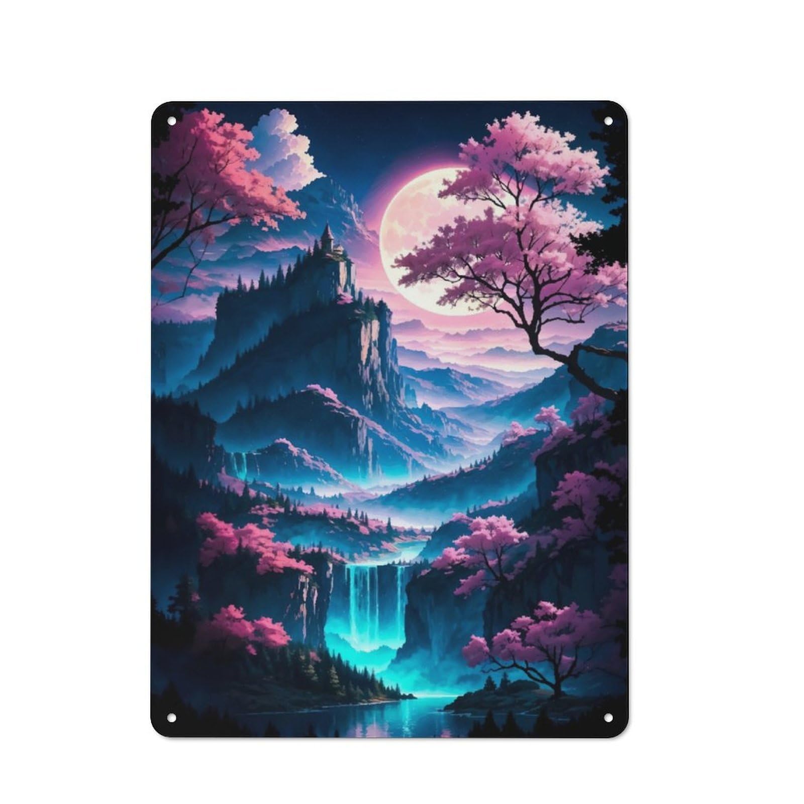 Junmoney Pink Waterfall Metal Sign 40X30cm With For Workshop Wall, Rustic Decor, For Collectors Decorating Workshops And Hobby Rooms