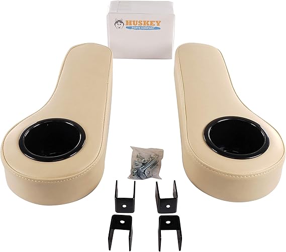 Huskey 2X Beige Rear Seat Arm Rests with Cup Holder for