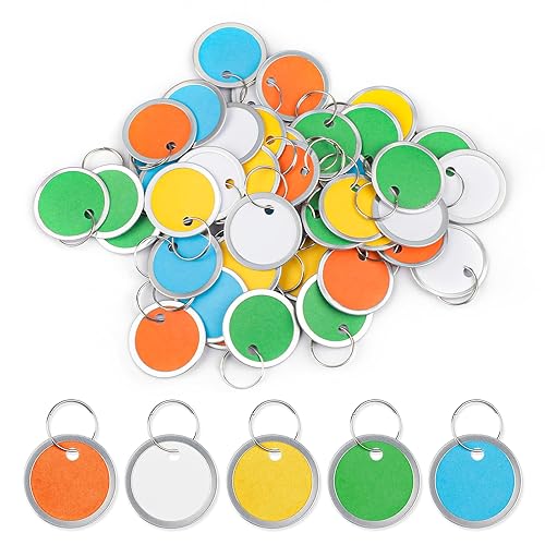 Uniclife 50 Pcs Key Tags 1 Inch Colorful Paper Labels