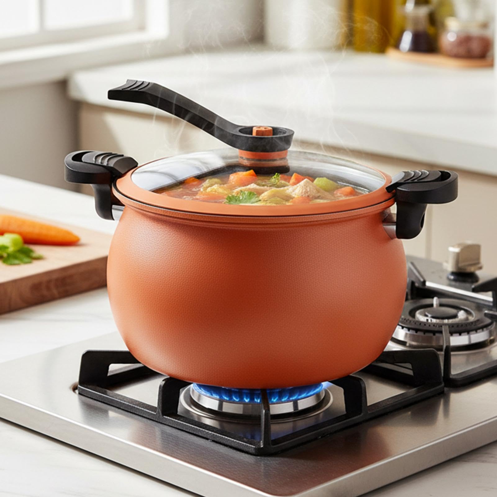 Olla A Presión Utensilio de Cocina Antiadherente Gran Capacidad con Tapa | Olla Arrocera de Cocción Lenta Para Cocinar Conservas Cocer Vapor Hornear Legumbres Celebraciones