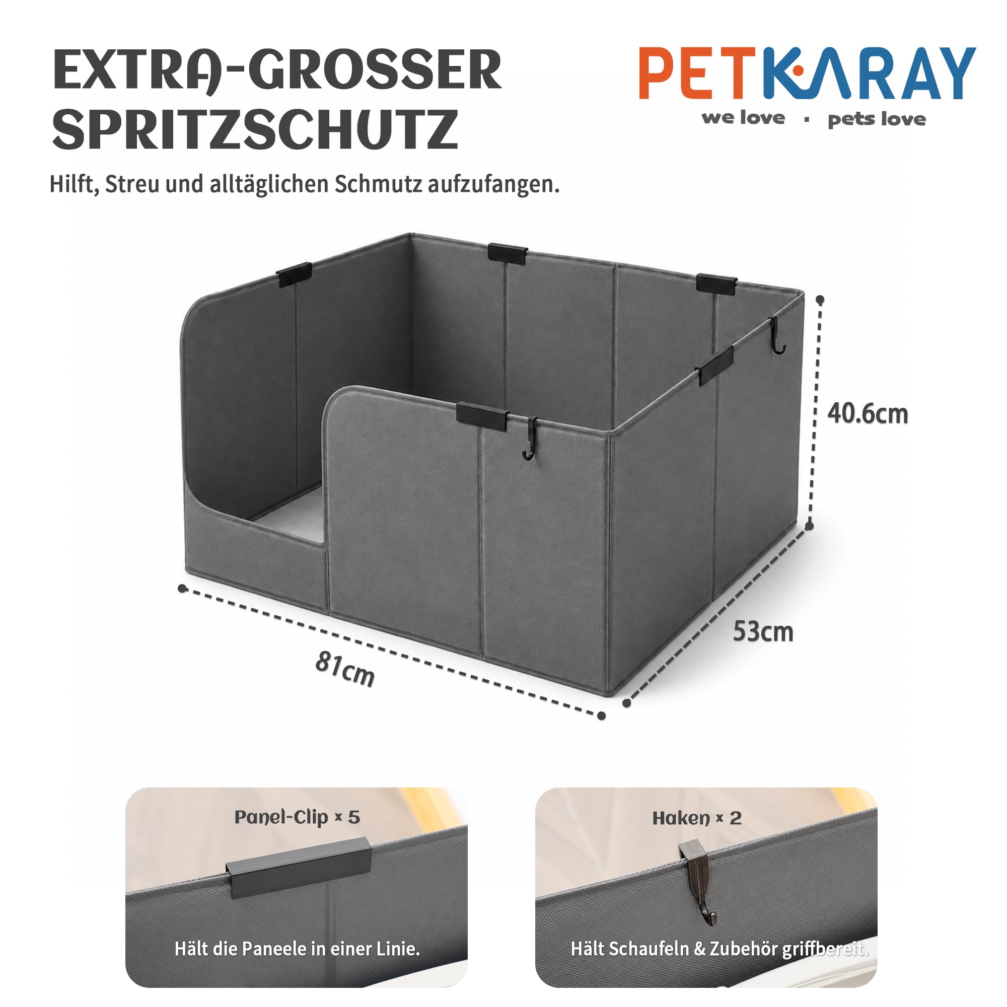 PETKARAY Extra Große Katzentoiletten Einfassung, Wasserdicht, Spritzschutz