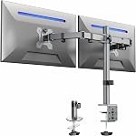 VIVO Dual Monitor Desk Mount, Holds 2 Computer Screens up to 30 inches and 22lbs Each, Heavy Duty Fully Adjustable Steel Stand with C-Clamp and Grommet, Black, STAND-V002 | Black, Articulating, Adjustable Monitor Arm, Grommet or C-Clamp Mounting, Com