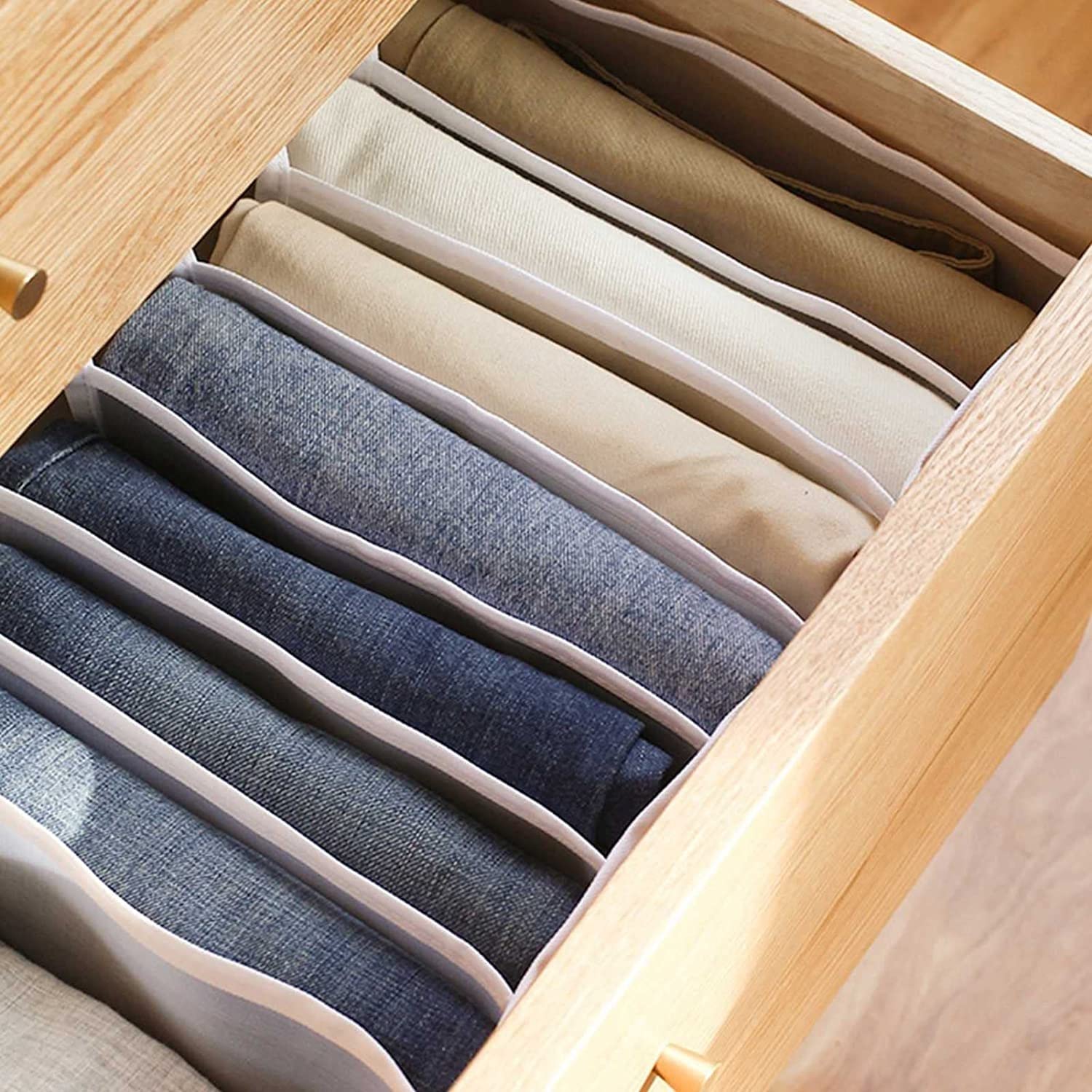 5 Pezzi Vano Portaoggetti per Jeans Scatola di Separazione della Maglia dei Vestiti del Cassetto dell'Armadio Pieghevole Organizzatore per Guardaroba per T-Shirt Pantaloni Legging