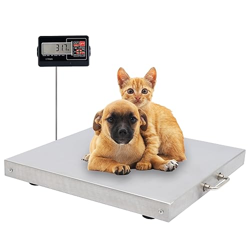 Báscula veterinaria, báscula animal de 700 x 0.2 libras con plataforma de acero inoxidable, 44 x 22 pulgadas