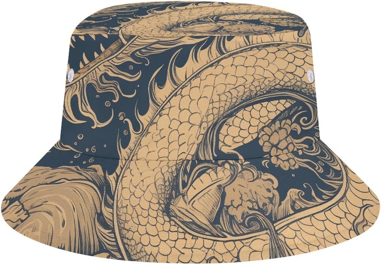 Blue Oriental Dragon Bucket Hat Packable Sun Hats Travel Summer Beach Fisherman Cap for Women Men Teens