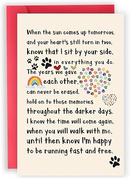 Pet Loss Sympathy Card for Dog Cat, Memorial &Sympathy Gifts Loss of Dog Cat, Condolence Card for Pet Lover