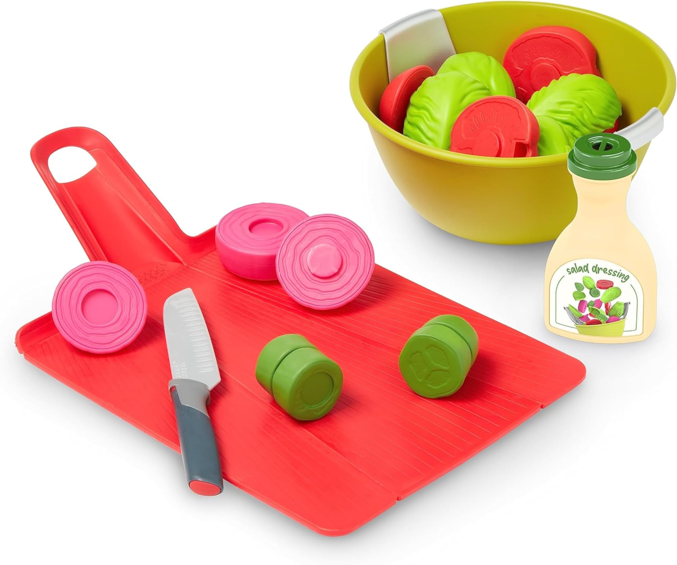 Joseph Joseph Salad. Toy Salad Preparation Set For Children Aged 2+. With Chop2Pot Cutting Mat & Sound Effect Salad Dressing
