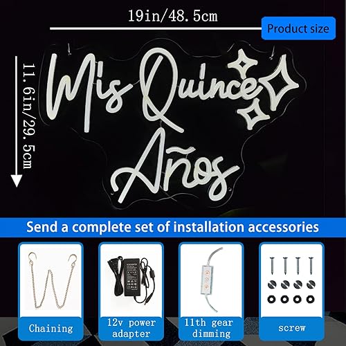Miniatura 6 de SIGNVIA Letreros de neón de Mis Quince Años para decoración de pared, letrero de neón de membrillo Mis 15 años, letrero de membrillo Mis para