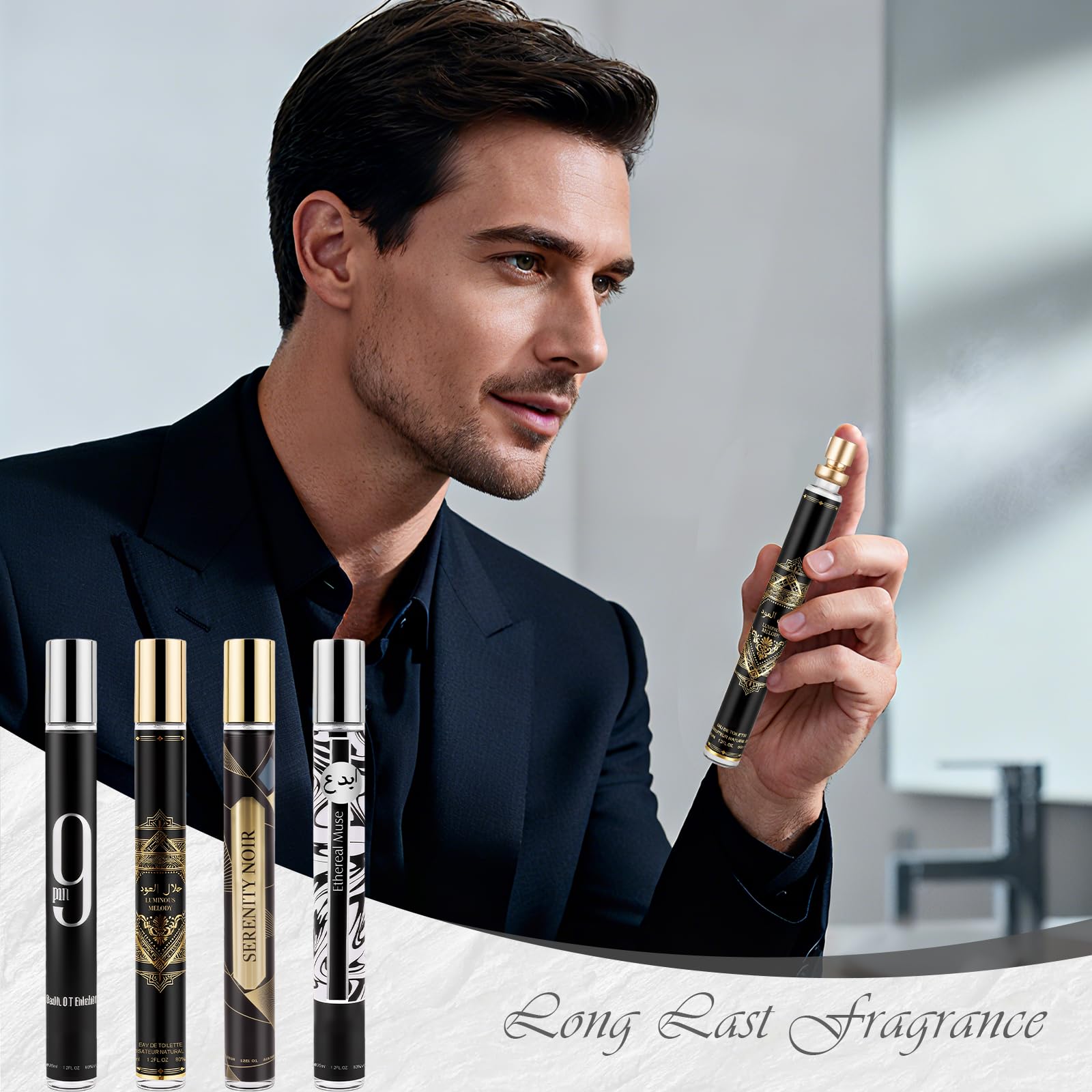 Perfumy męskie prezent dla mężczyzn, 4 sztuki, woda toaletowa dla mężczyzn z paczulą, cynamonem, wanilią, zmysłowa i pewna siebie, zapach na każdy dzień, prezent na urodziny, Walentynki, Boże