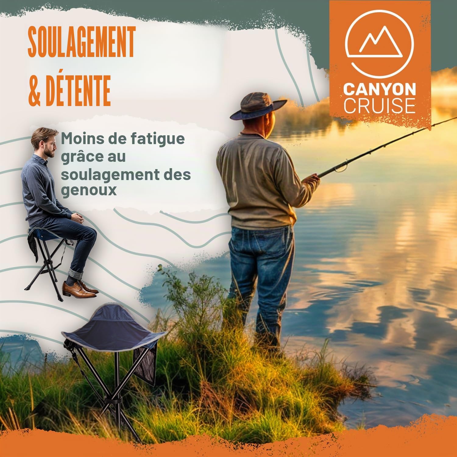 Tabouret de Camping Chaise de Camping Pliable Portable, Siège de pêche, Chaise de Festival (2 pièces)