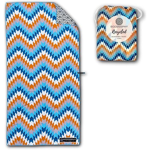 ECCOSOPHY Microfiber Beach Towel - Sand Free Towels are Quick Dry, Light Weight, Super Absorbent - Perfect Pool, Travel, Cruise, Camping Essentials - Oversized Extra Large for Adults 71x35 in