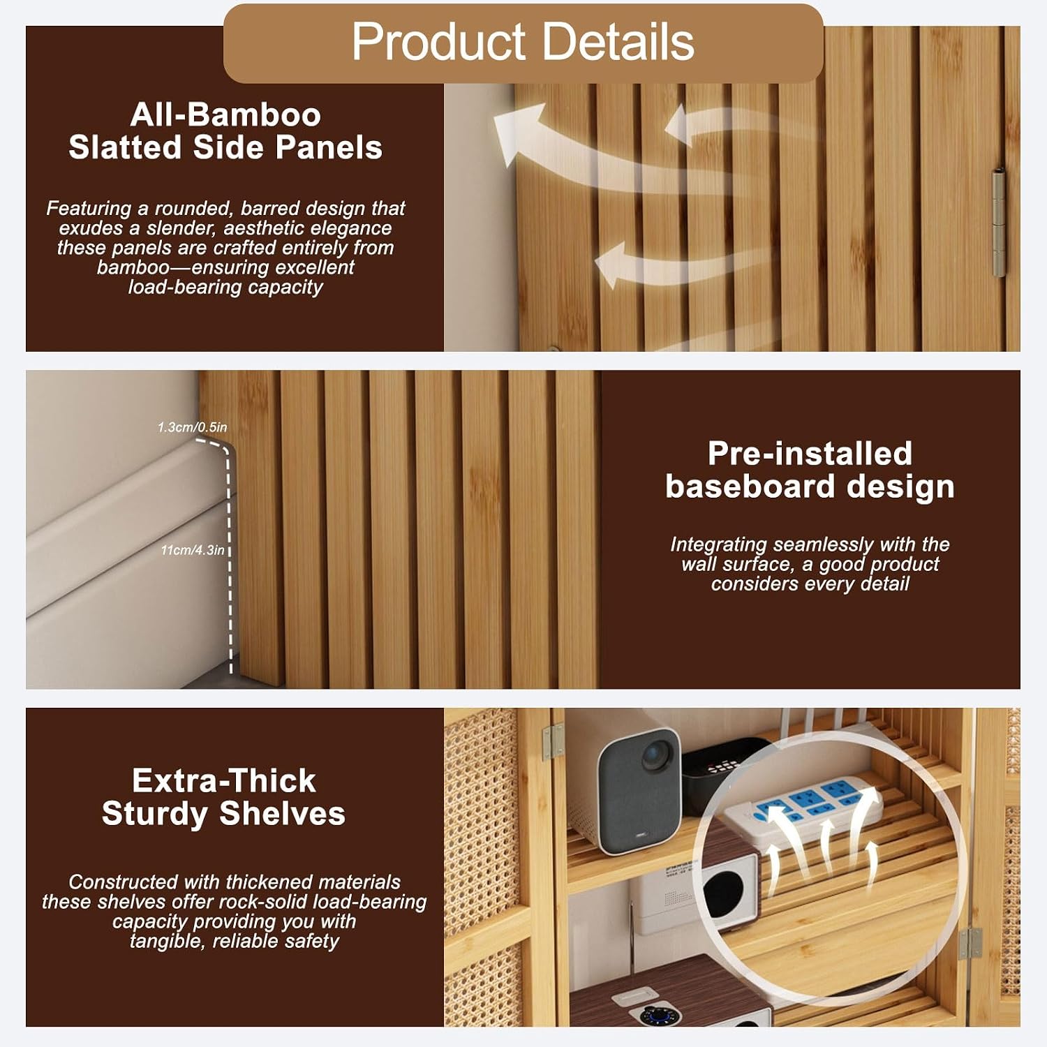 Multi-Functional Router Storage Box, Power Strip and Cable Management Hider Organizer, Invisible Storage Multi-Layer, Shelves for Home and Office(Brown,60cm/23.6in)