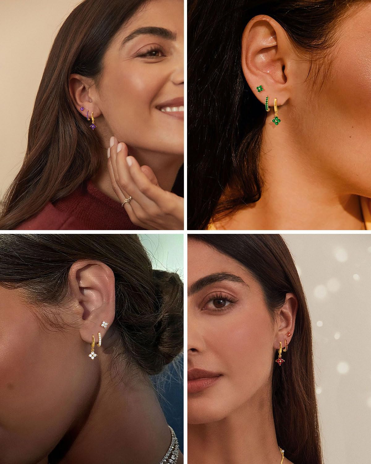 FROLOVER 3 Pairs Gold Hoop Earrings Set for Women, Hypoallergenic 14K Gold Plated Huggie Earrings Stacks for Multiple Piercing Dainty Stud Earring Cartilage Birthstone Earring Women Jewelry Gift - Image 5