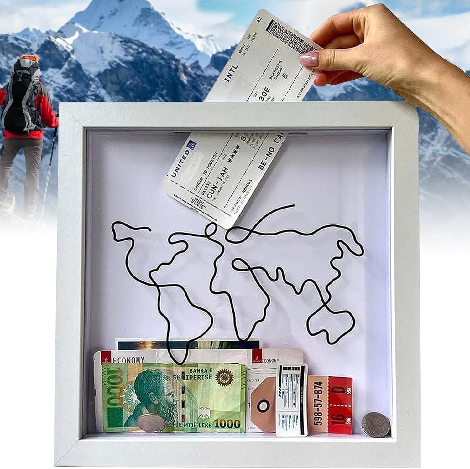 Adventure Archive Box, Travel Adventure Archive Box, Travel Collection Box, Ticket Shadow Box - 20 x 20 cm