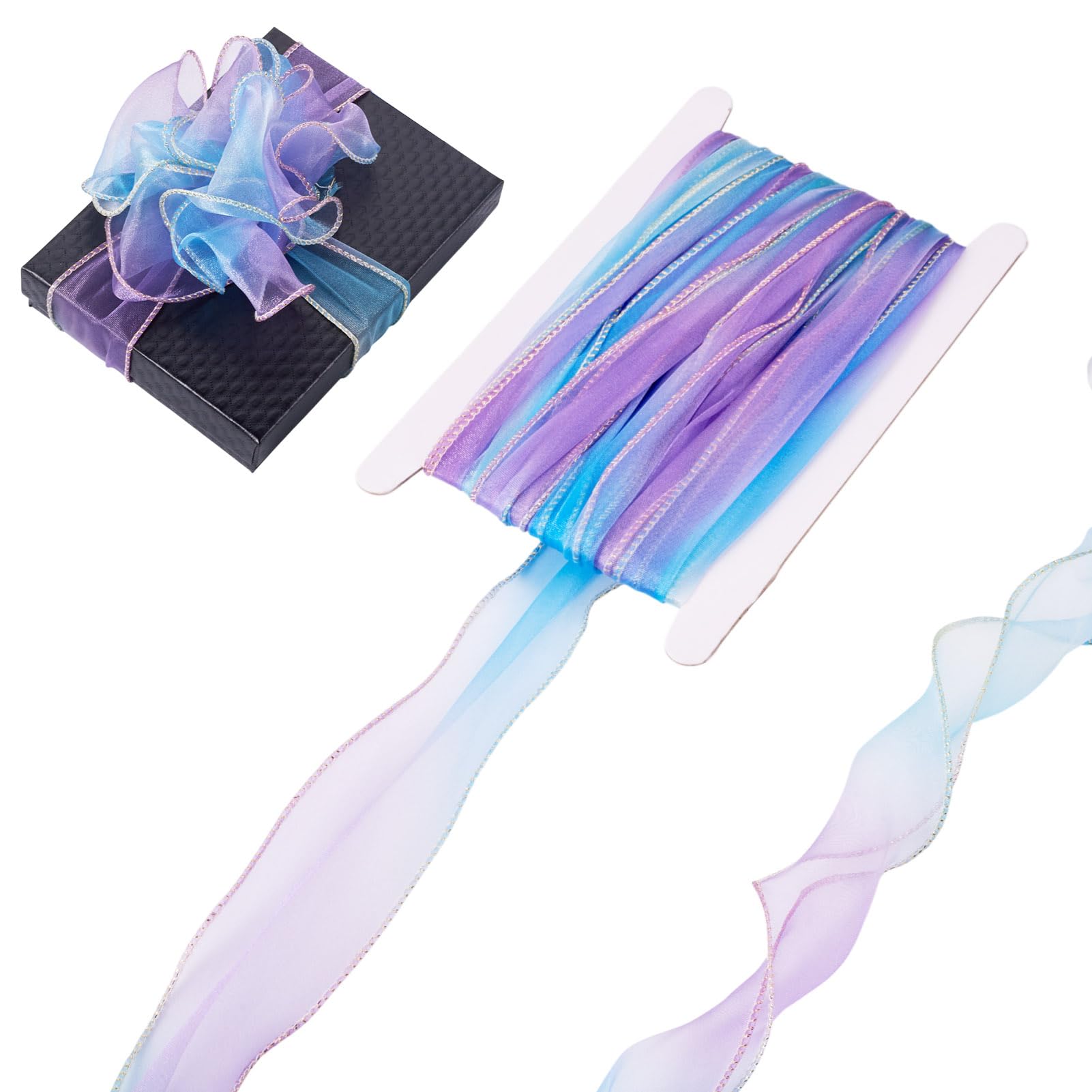 Ruban en organza irisé 9,9m ruban transparent mousseline soie dégradée nœud mariage