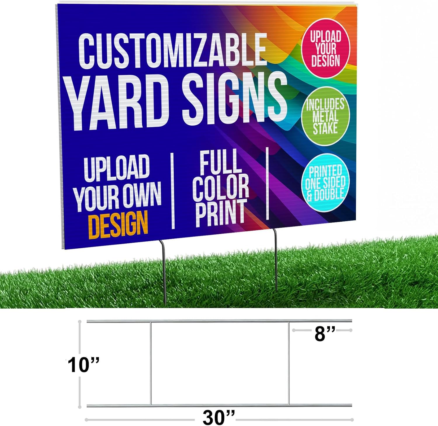5pc Custom Yard Signs with Stakes READY IN 1 DAY Custom Yard Signs Personalized Outdoor Lawn Signs for Real Estate, Graduation & Birthday (5 pack, 18x24)