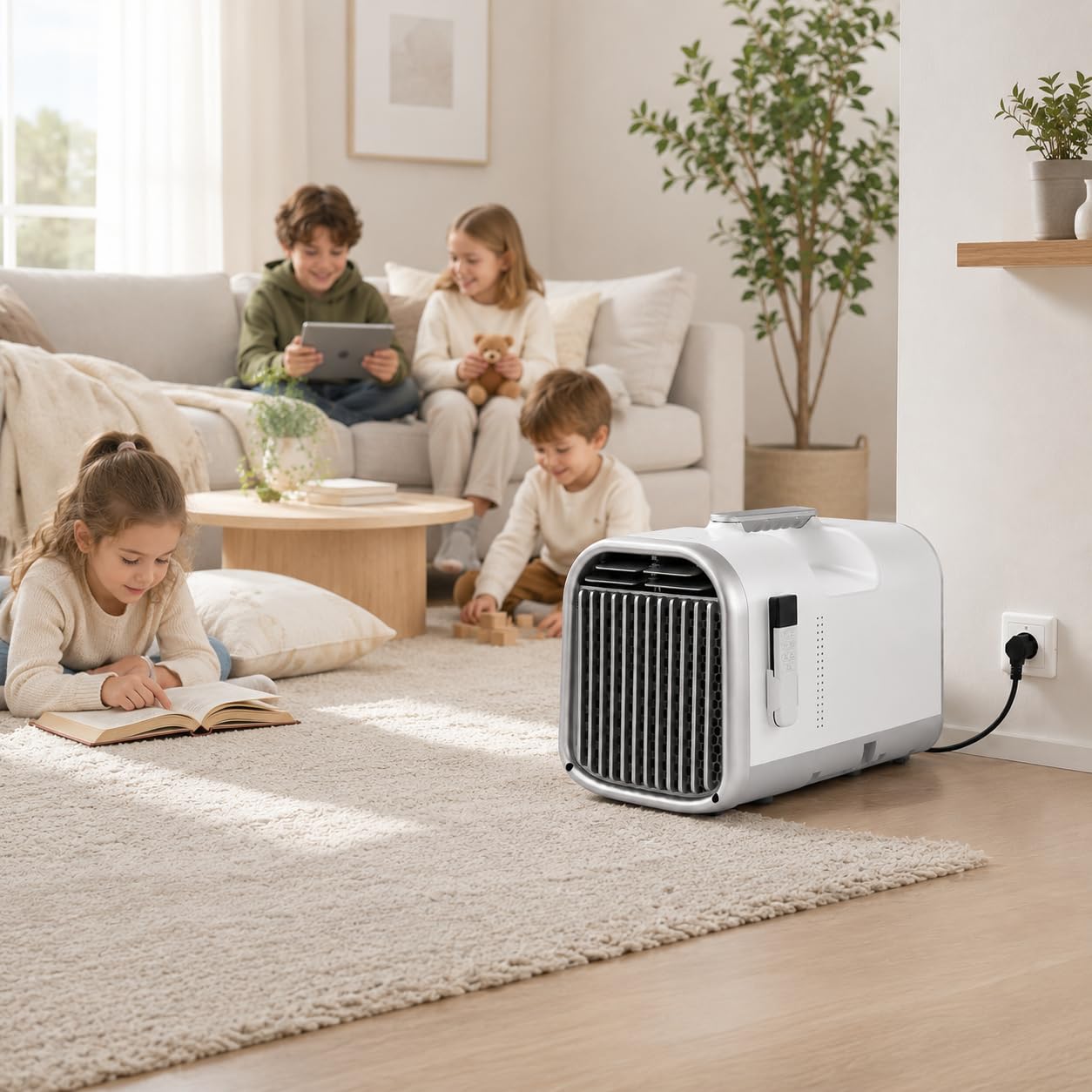 Aire acondicionado portátil sin unidad exterior 4100-5100 BTU, bajo consumo 240W/400W, refrigeración eficiente 8-10m², ideal para dormitorio, oficina, tienda de campaña y caravana White-V1pro220V