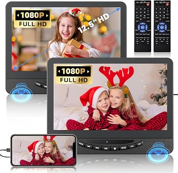 12.5" Dual Portable DVD Player for Car with 1080P HDMI Input Inches, 12.5