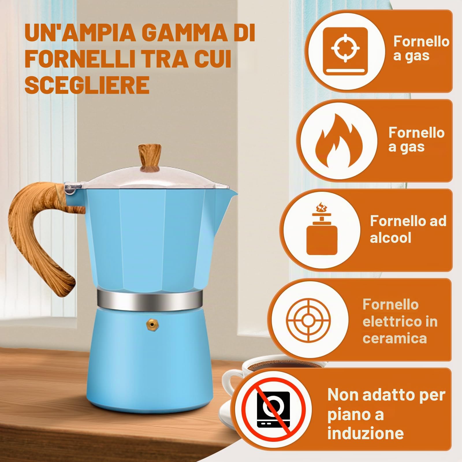12 Tazze di Alluminio Espresso Stovetop Moka Pot Express Coffee Maker Percolator Italiano Classico Moka Macchina per Caffè Italiano e Cubano Brewing per la Casa e il Campeggio 600ml 20oz