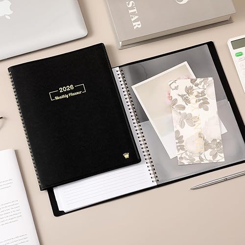 Miniatura 7 de Agenda mensual 2026 – Agenda 2026, agenda mensual de 12 meses, enero de 2026 a diciembre de 2026, 8.86 x 11.4 pulgadas, pestañas coloridas, piel