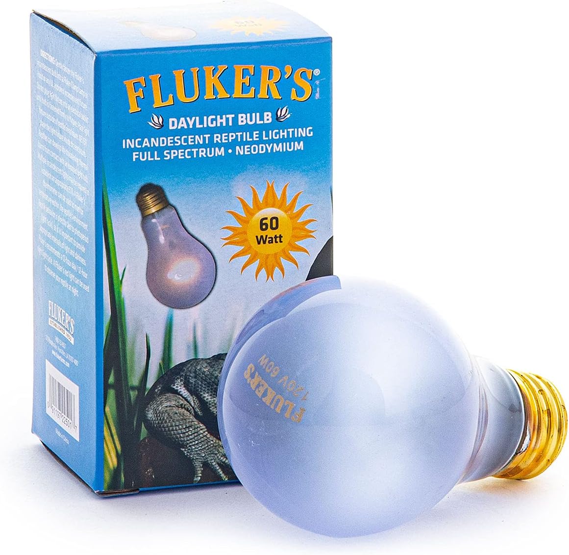 Fluker’s Incandescent Reptile Lighting, Full Spectrum Daylight Bulb for Reptiles, Made with Neodymium, Provides Infrared Light, 60-Watt