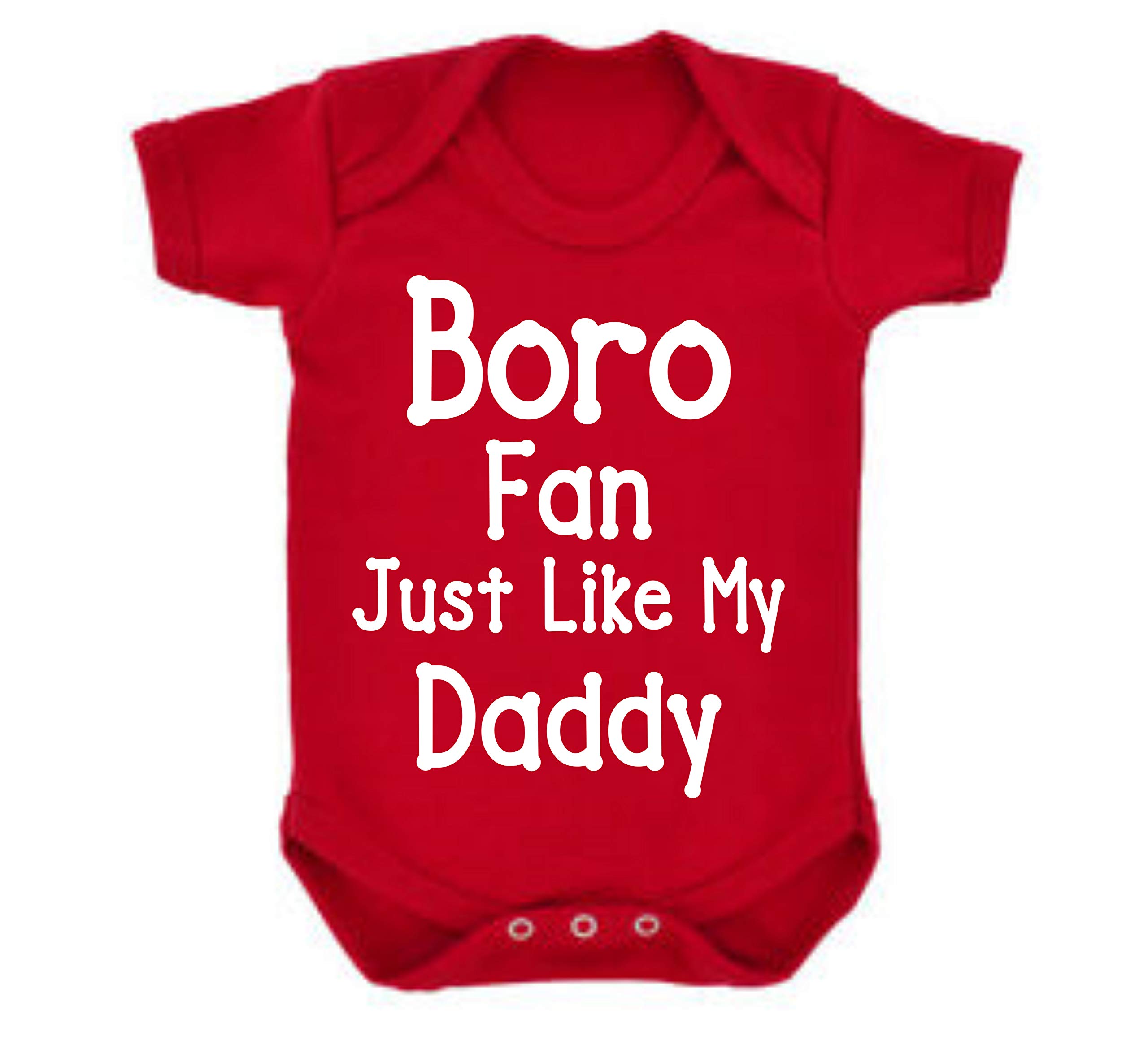 All About The Print Boro Middlesbrough Just like Daddy Football Fan Baby Grow Vest Boy Girl Gift Romper Newborn Shower Age 6-12 Months