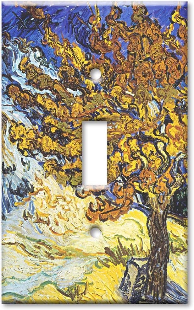 Art Plates - Single Gang Toggle Decorative Metal Wall Plate - Van Gogh: Mulberry Tree - (Made in USA)