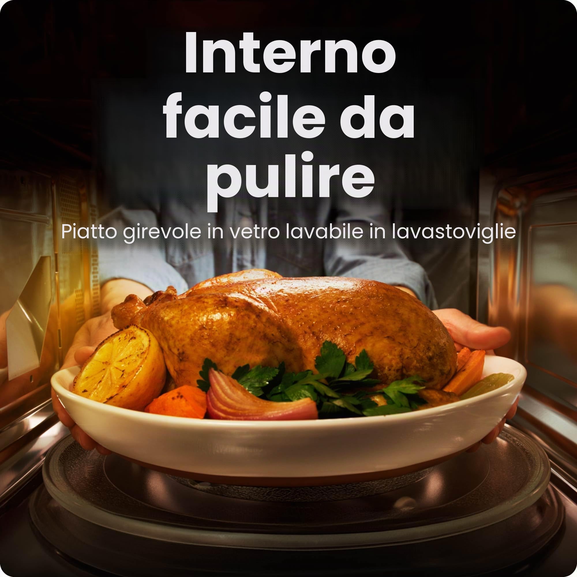 Chefman Microonde 20L 800W, 10 Livelli di Potenza, 6 Preset | display digitale, modalità eco, funzione memoria, silenzioso, sicurezza bambini