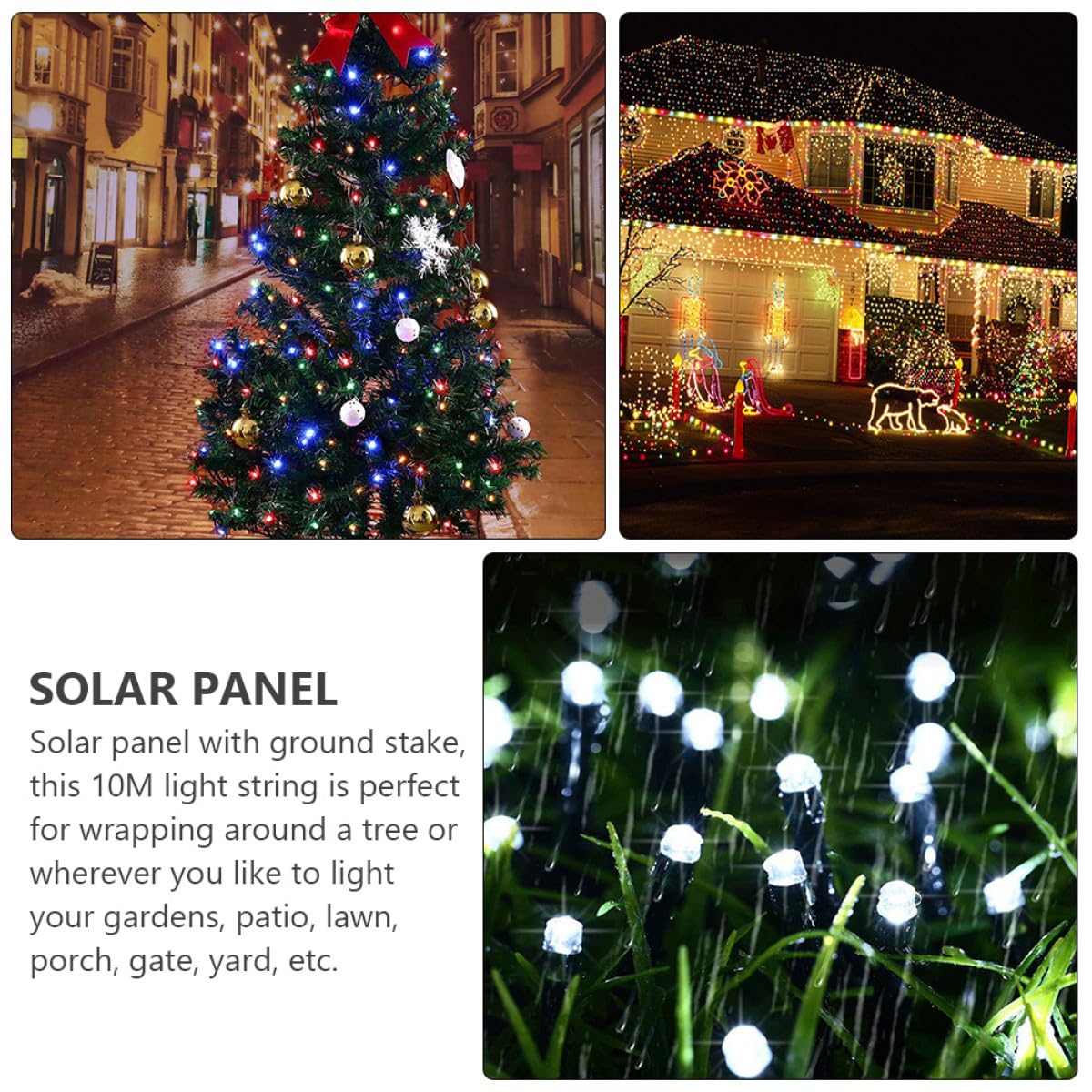 INOOMP 2 Satz Solarbetriebene LED Lichterketten mit 100 Leds 10m Länge Abs Material Ip65 Schutz für Garten und Veranda als Partydekoration